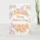 Peach Roses Watercolor Floral Happy Mother's Day カード (正面)