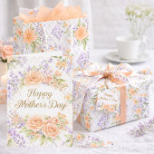 Peach Roses Watercolor Floral Happy Mother's Day カード