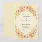 Peach Rustic Wheat Meadow Wedding 招待状 (正面/裏面)
