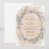 Peach Rustic Wildflower Wedding 招待状 (正面/裏面)