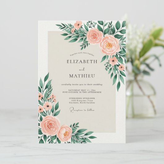 Peach Sage Alluring Spring Wedding 招待状 (スタンド正面)