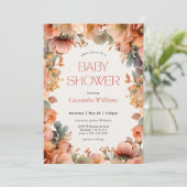 Peach Sage Floral Baby Shower 招待状 (スタンド正面)