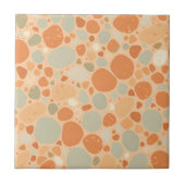 Peach Sage Green Pebble Pattern Abstract Organic  タイル (正面)