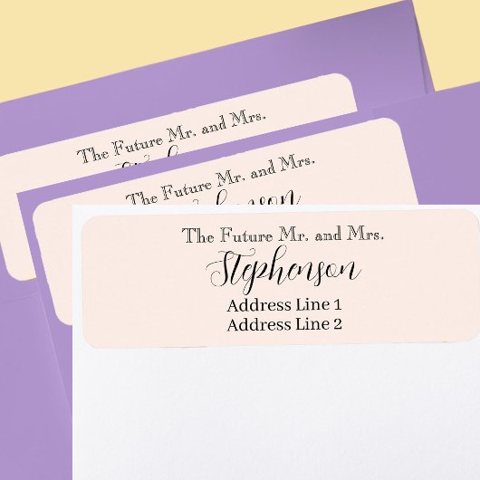 Peach Save The Date Custom Name Return Address ラベル