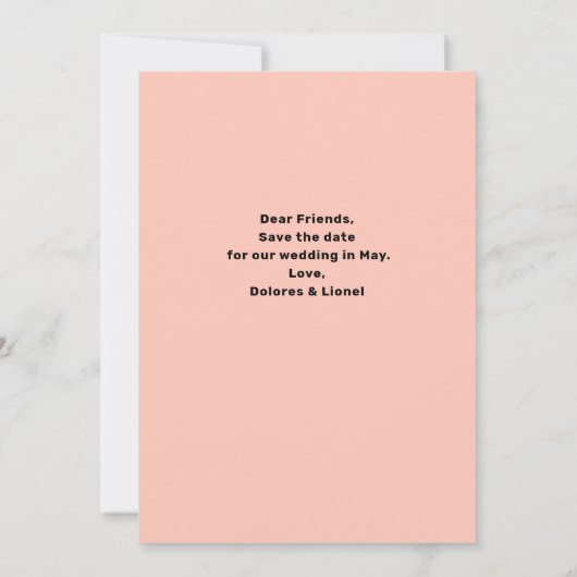 Peach Script Photo Minimalist日付を保存 招待状 (裏面)