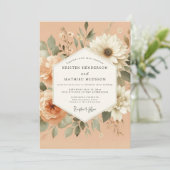 Peach Serene Flora Wedding 招待状 (スタンド正面)