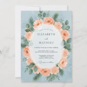 Peach Serene Winter Wedding 招待状 (正面)