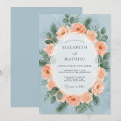 Peach Serene Winter Wedding 招待状 (正面/裏面)