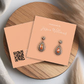 Peach Simple Modern QR Code Earring Display Card