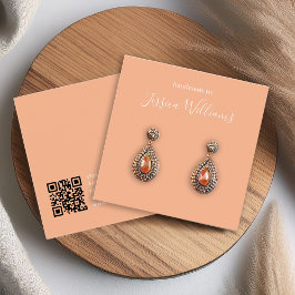 Peach Simple Modern QR Code Earring Display Card