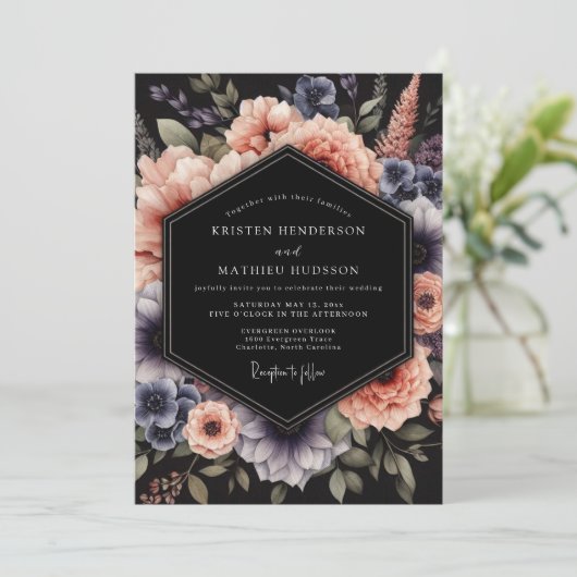 Peach Slate Nocturne Wedding 招待状 (スタンド正面)