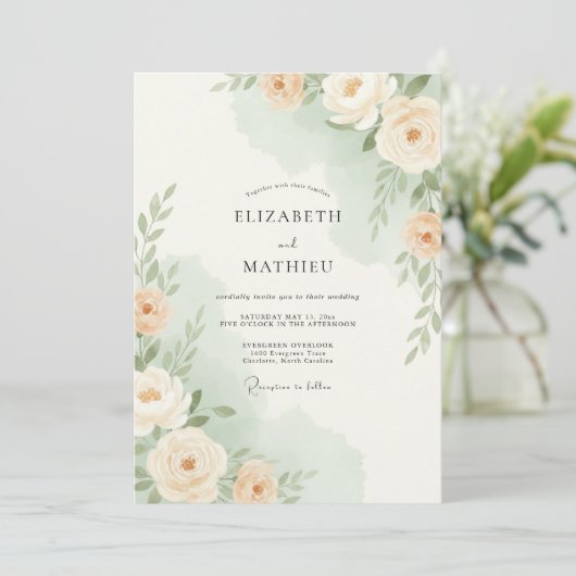 Peach Soft Botanical Wedding 招待状 (スタンド正面)