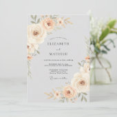Peach Soft Floral Flourish Wedding 招待状 (スタンド正面)