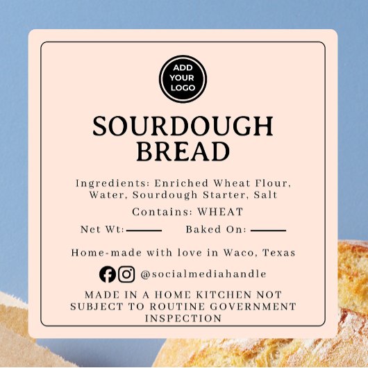 Peach Sourdough Ingredient Cottage Sticker スクエアシール