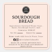 Peach Sourdough Ingredient Cottage Sticker スクエアシール (正面)