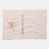 Peach Starfish Better at Beach キッチンタオル (横)