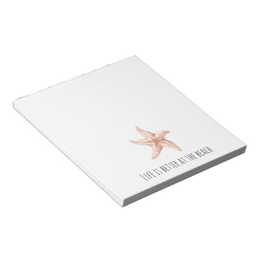 Peach Starfish Better at Beach ノートパッド (アングル)