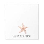 Peach Starfish Better at Beach ノートパッド (正面)