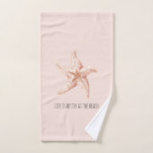Peach Starfish Better at Beach バスタオルセット (ハンドタオル)