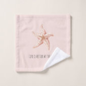 Peach Starfish Better at Beach バスタオルセット (ウォッシュタオル)