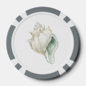Peach Starfish Mint Conch Shell Better at Beach ポーカーチップ (裏面)