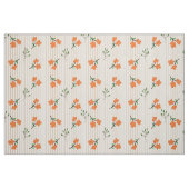 Peach Stripe Floral Botanical Ivory Linen Fabric ファブリック (ファットクウォーター)