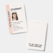 Peach Stripe Homeschool Student ID Badge バッジ (正面＆裏面)