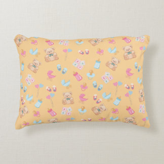 Peach teddy nursey pillow アクセントクッション