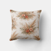 Peach Terracotta Boho Pampas Bouquet クッション (裏面)