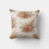 Peach Terracotta Boho Pampas Bouquet クッション (正面)