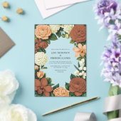 Peach, Terracotta & Cream Floral Wedding アクリル招待状 (インサイチュ (ウェディング))