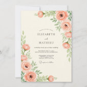 Peach Tranquil Spring Wedding 招待状 (正面)