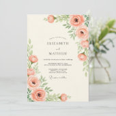 Peach Tranquil Spring Wedding 招待状 (スタンド正面)