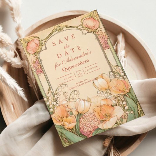 Peach Tulip Quinceañera Celebration セーブザデート