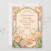 Peach Tulip Quinceañera Celebration 招待状 (正面)