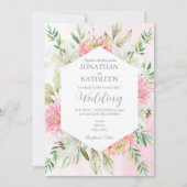 Peach Watercolor Floral Wedding Invitation 招待状 (正面)