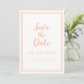 Peach Wedding Save The Date ミニマル Announcement (スタンド正面)