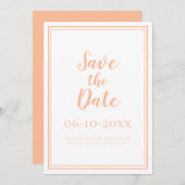 Peach Wedding Save The Date ミニマル Announcement (正面/裏面)
