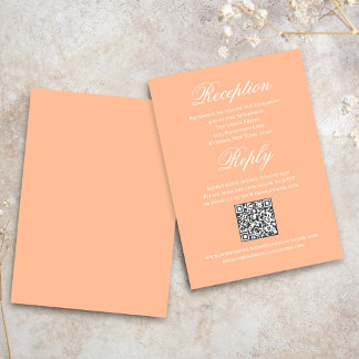 Peach Wedding Script RSVP Reception  エンクロージャーカード