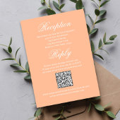 Peach Wedding Script RSVP Reception  エンクロージャーカード