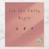 Peach Wedding Wine Label  ワインラベル (シングルラベル)