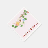 Peach Whimsical Fairy Floral Vines Custom Text スタンダードカクテルナプキン (角)