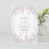 Peach Whimsical Wildflower Wedding 招待状 (スタンド正面)