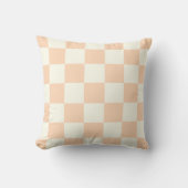 Peach White Checkerboard Pillow クッション (正面)