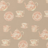  Peach White Ecru Chinoiserie Teapots Cups ラージペーパーバッグ