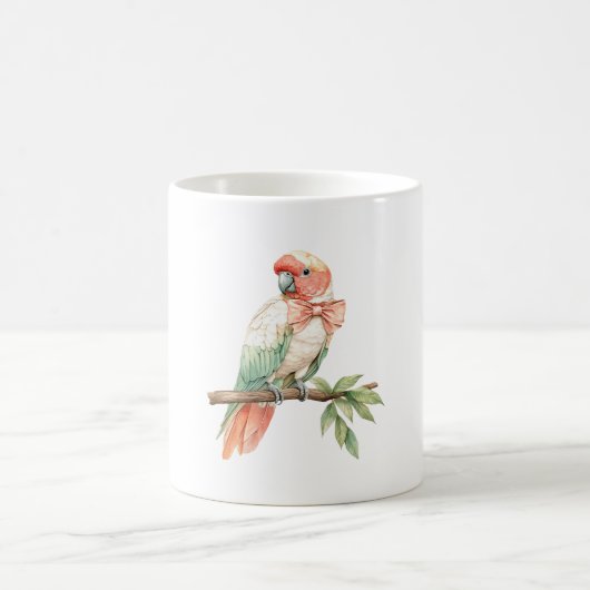 Peach White Mint Parrot Bird コーヒーマグカップ (中央)