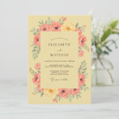 Peach Yellow Floral Romance Wedding 招待状 (スタンド正面)