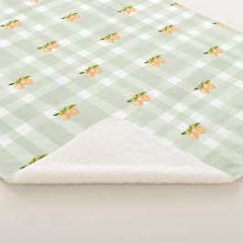 Peaches and sage green plaid sherpa throw blanket シェルパブランケット