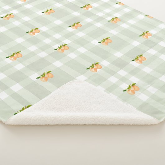 Peaches and sage green plaid sherpa throw blanket シェルパブランケット (3/4)
