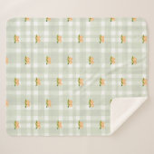 Peaches and sage green plaid sherpa throw blanket シェルパブランケット (正面(横))